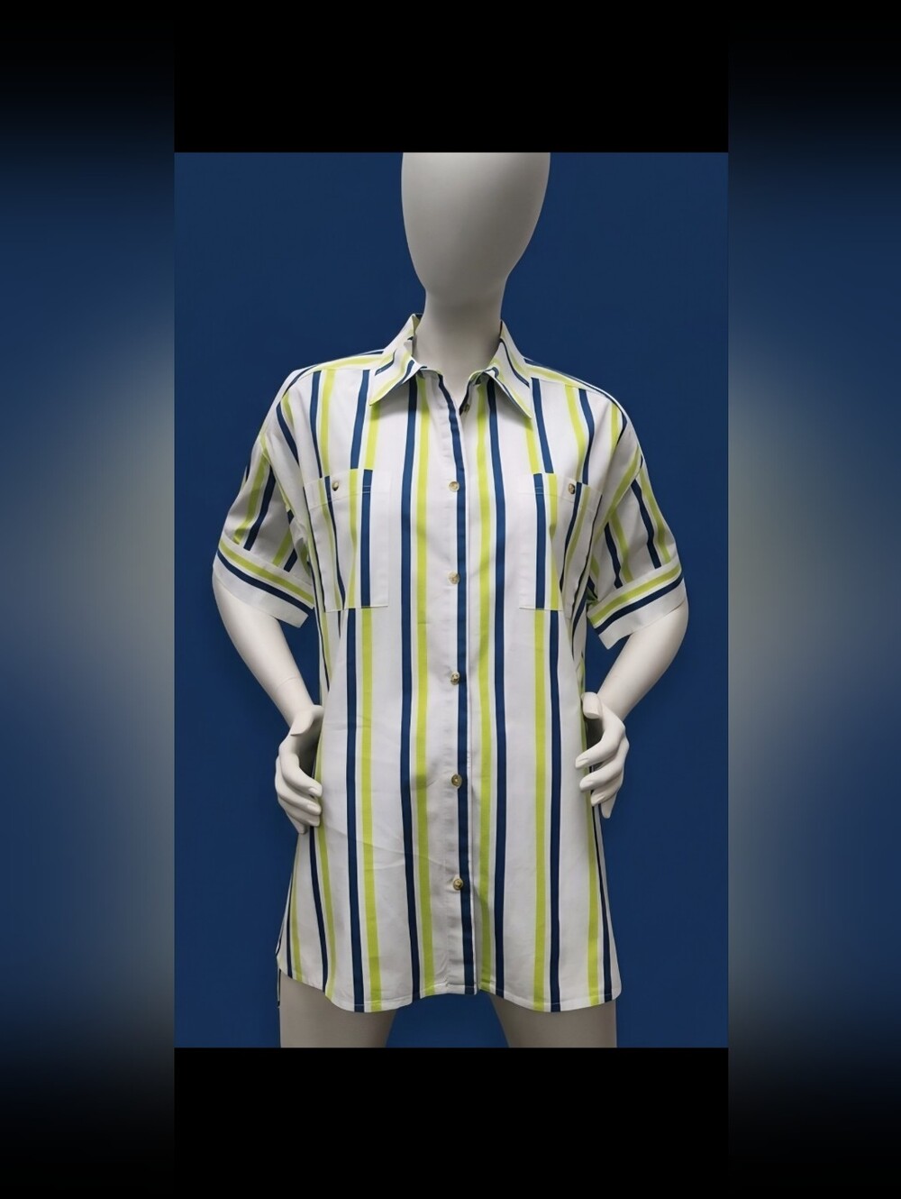 Anthropologie "The Boxy" Striped Oversized Button Down Shirt SZ:XS